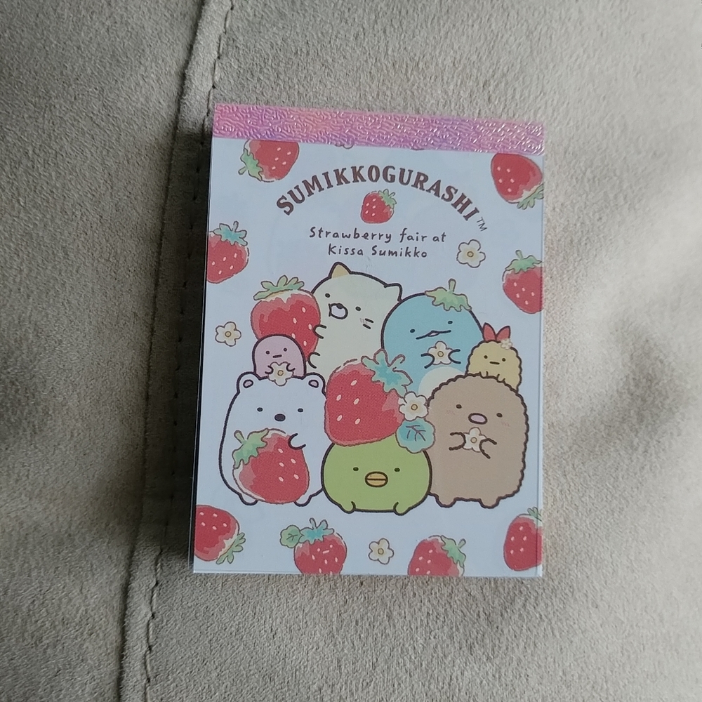 San-X Sumikko Gurashi strawberry fair mini memo pad - Strawberries